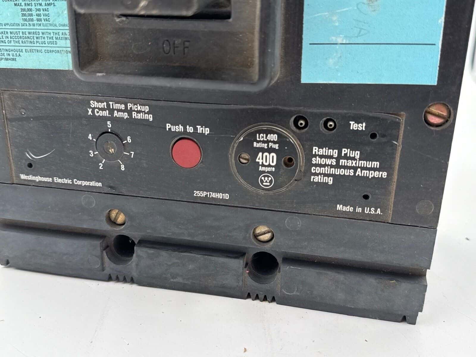 400 Amps, Westinghouse #LCL3400, Circuit Breaker, 3-Pole, 600 Volts - Image 3