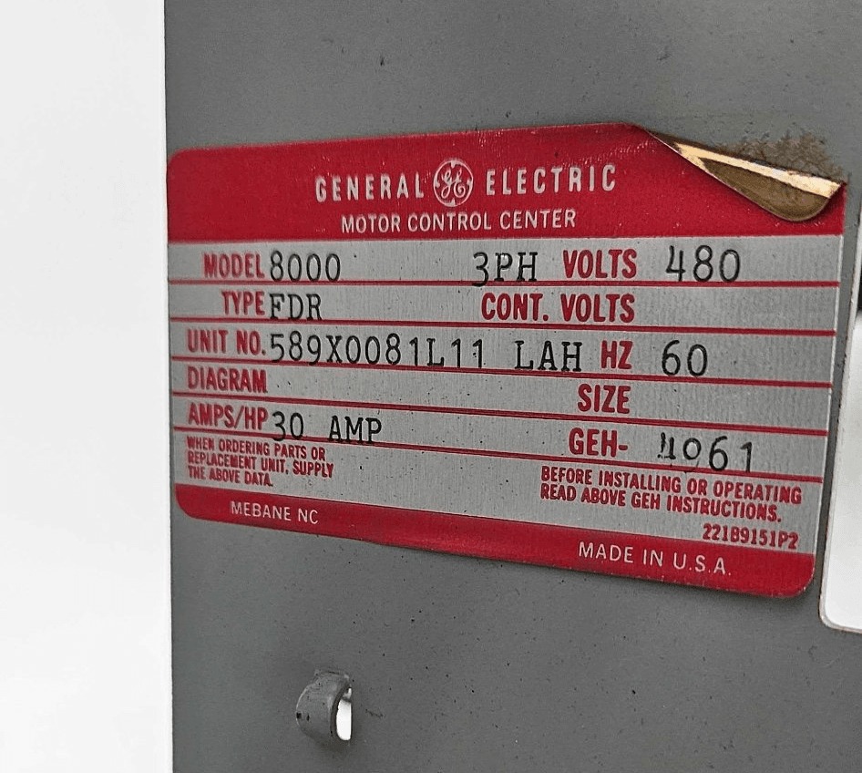 General Electric 8000 12 Fused Mcc Bucket 30A, 8000 Series 12", 30 Amp, Fusible Feeder MCC Bucket - Image 5