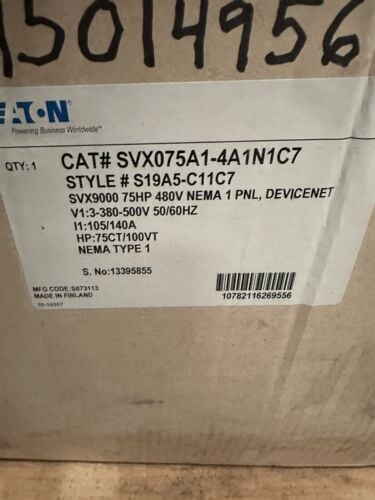75 HP Cutler-Hammer #SVX075A1-4A1N1C7, Style # S19A5-C11C7 SVX9000, 480 Volts, NEMA 1 Pnl, DEVICENET - Image 2