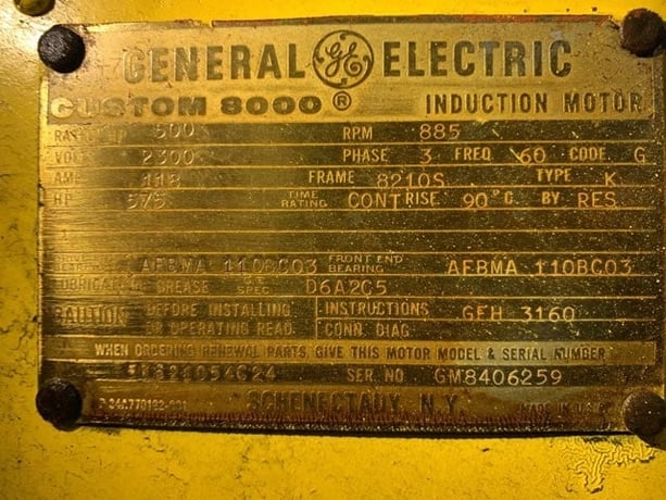 500 HP 900 RPM General Electric, Frame 8210S, Drip-Proof Ball Bearing, 2300 Volts - Image 3