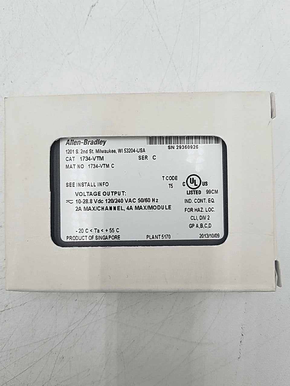 Allen-Bradley #1734-VTM, Series C Voltage Terminal Module, NEW - Image 1