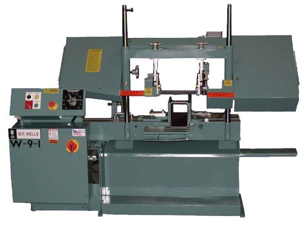 9" x 17" W.F. Wells #W-9-1, vari-hydraulic, 70-380 SFPM, horizontal bandsaw, 3 HP, Coolant, New - Image 1