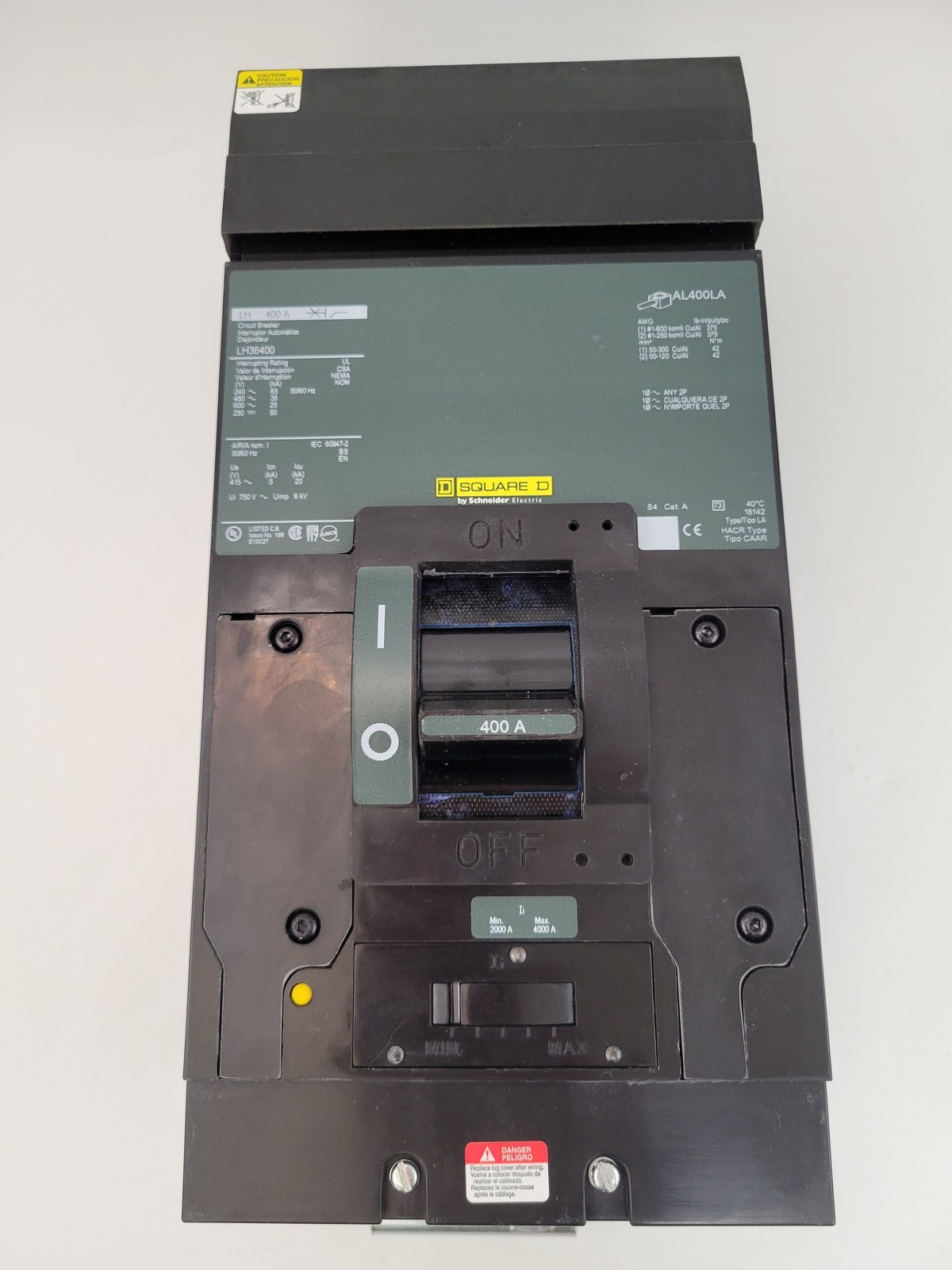 400 Amp. Square D #LH36400, I-Line Circuit Breaker, 3P, 600 Volts, gray, w/ mounting hardware, new - Image 2
