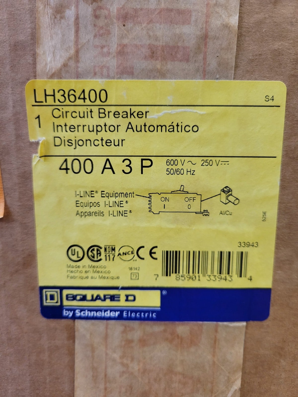400 Amp. Square D #LH36400, I-Line Circuit Breaker, 3P, 600 Volts, gray, w/ mounting hardware, new - Image 10