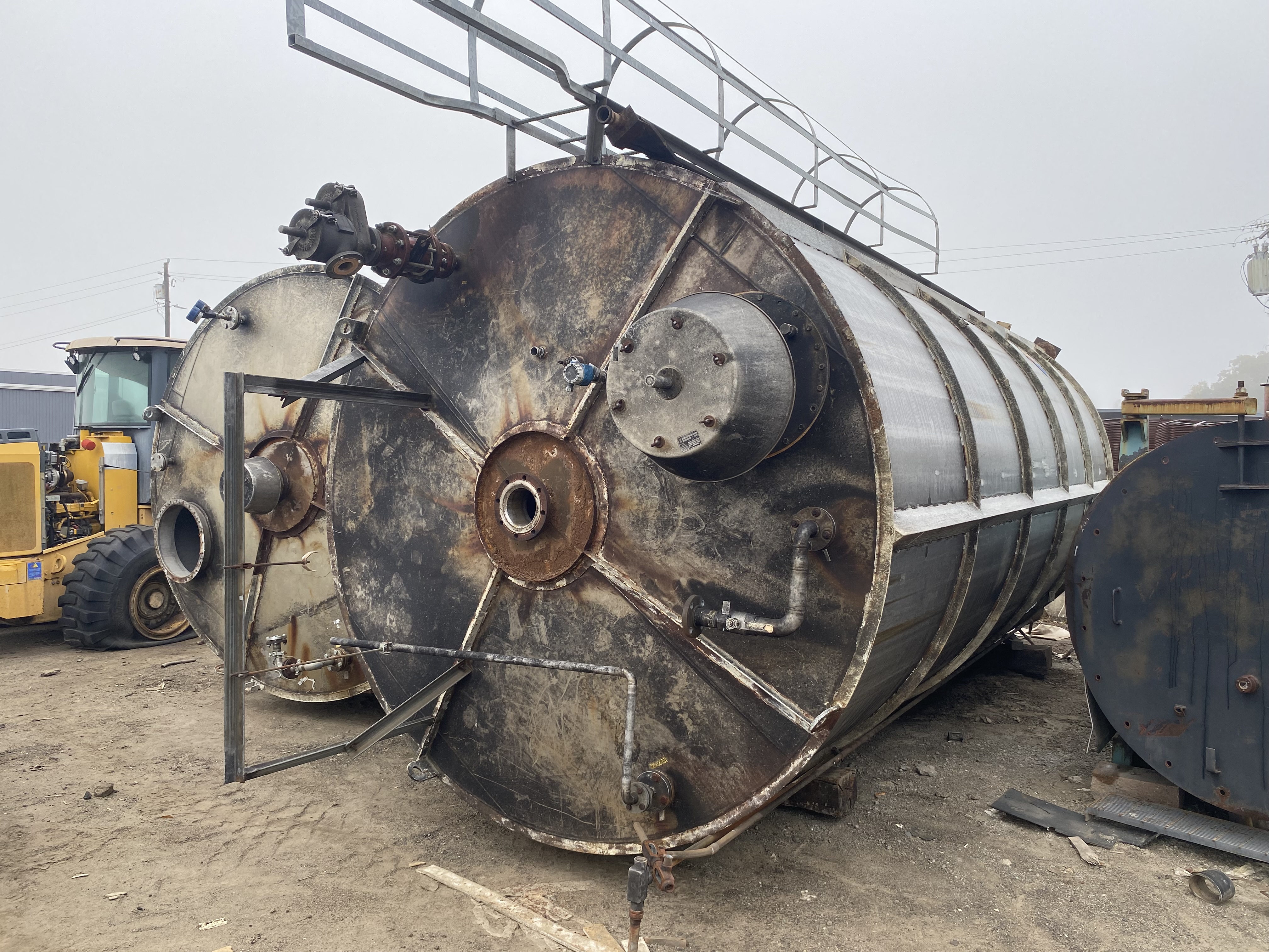 10,000 gallon Stainless Steel Vertical Storage Tank, 110" diameter x 240" straight side, cone top & bottom - Image 1