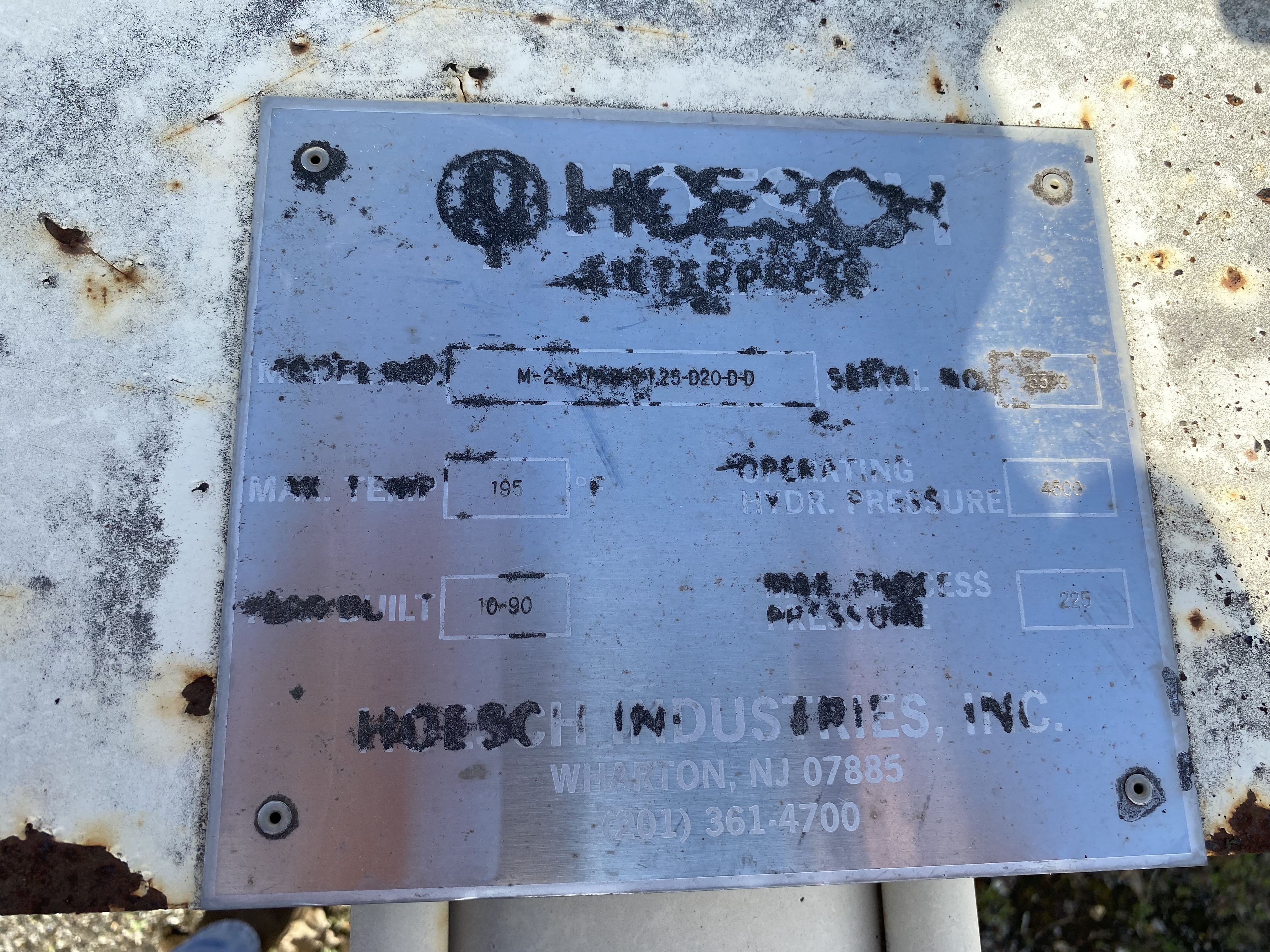 24" x 24" Hoesch #M-24-178.9-C-1.25-D-20-D-D, Polypropylene Recessed Plate Filter Press, 178 sq.ft., 8.7 - Image 6