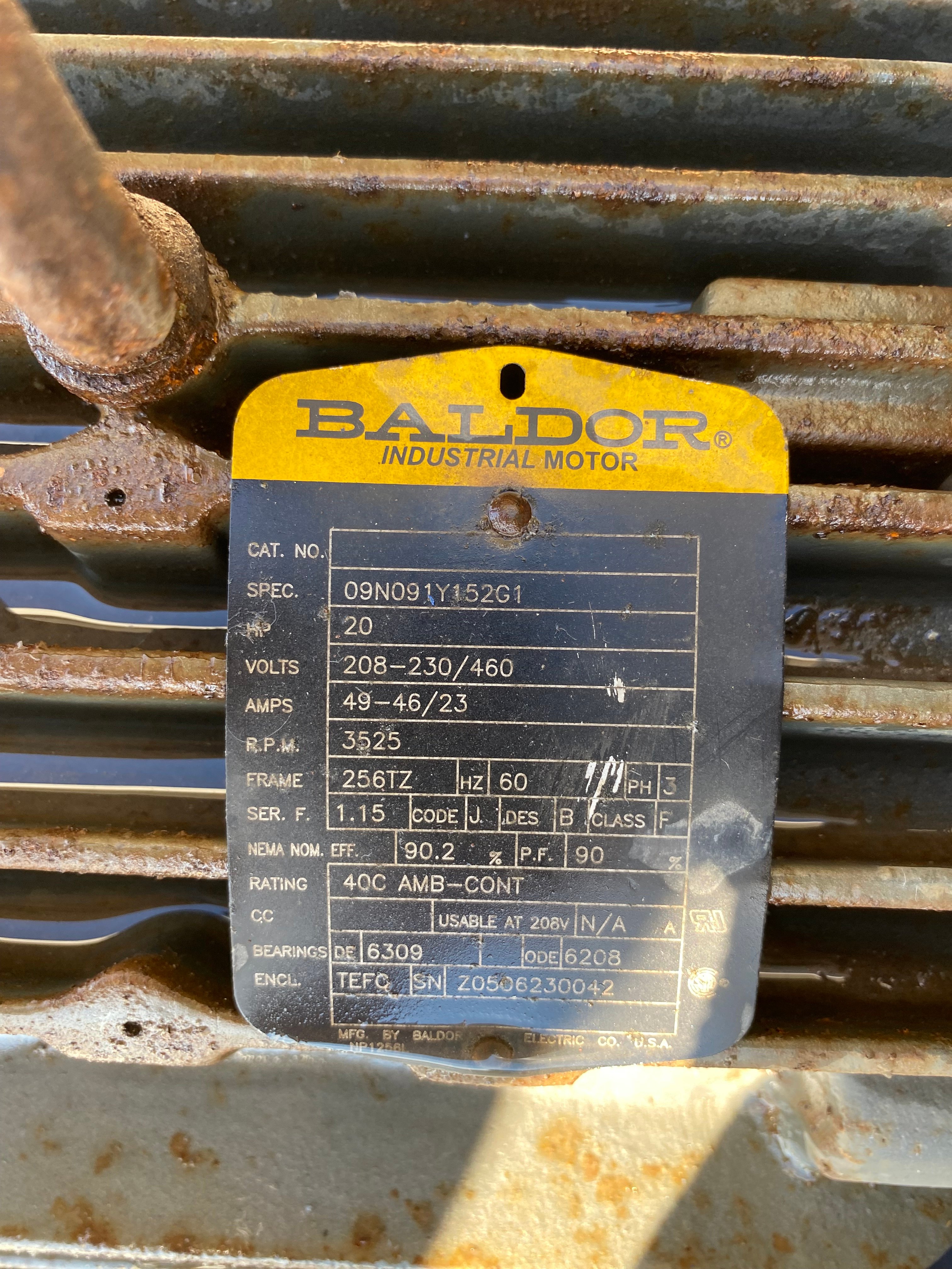 650 cfm, Spencer #24105B1, Blower, w/inlet filter, 20 HP Baldor, 3525 RPM, 208-230/460 V. (4 available) - Image 6