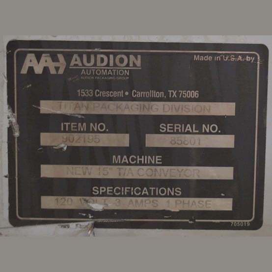 15" wide x 53" long Audion Automation, Recycling Conveyor, step type belt, 120 Volts, 1PH - Image 3