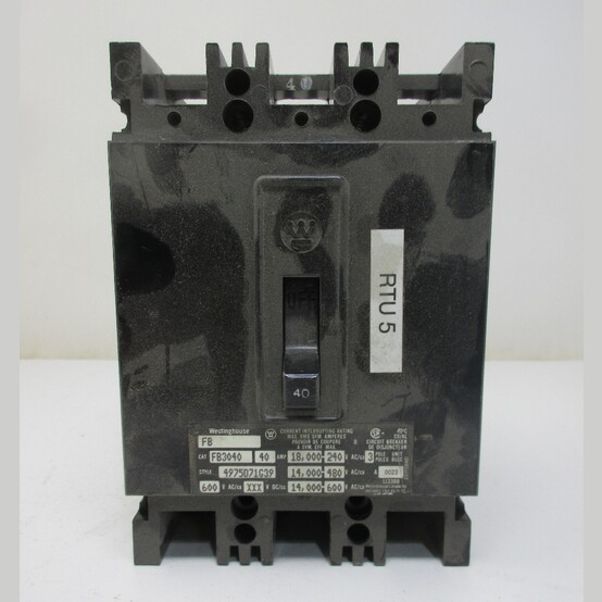 40 Amps, Westinghouse #FB3040, Circuit Breaker, 3-pole, 600 VAC - Image 1
