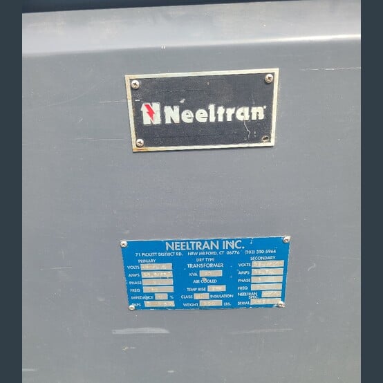 63 KVA 480/575 Primary, 380Y/220 Secondary, Neeltran, Dry Type Transformer, 150° C rise, Class H insulation - Image 2