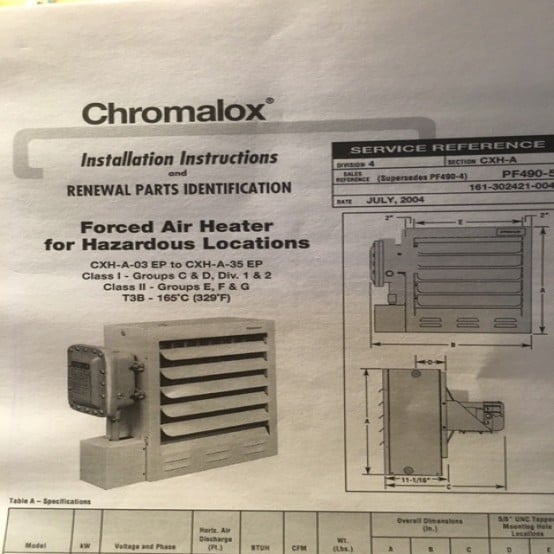 10 KW Chromalox #CXH-A, Explosion Proof Heater, 840 cfm, built-in thermostat, mounting bracket kit, 575 - Image 6