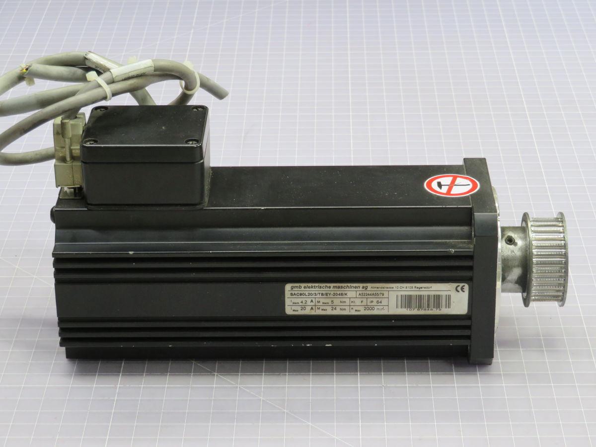 GMB #SAC90L20/3/TB/EY-2048/K, servo motor, 2000 RPM, 1.05 KW (2 available) - Image 3