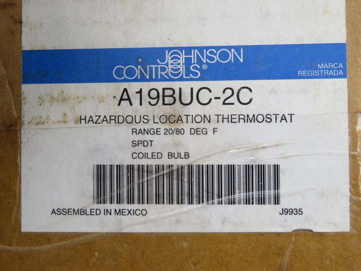 Johnson Controls #A19BUC-2, thermostat, 20/80 range, coiled bulb - Image 1