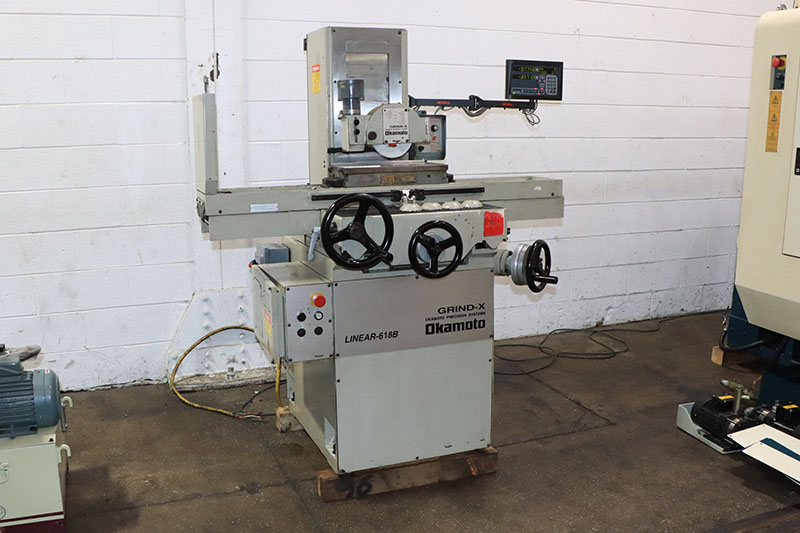 6" x 18" Okamoto #Linear-618B, hand feed surface grinder, roller bearing table, Newall DP-700 2-Axis digital - Image 2