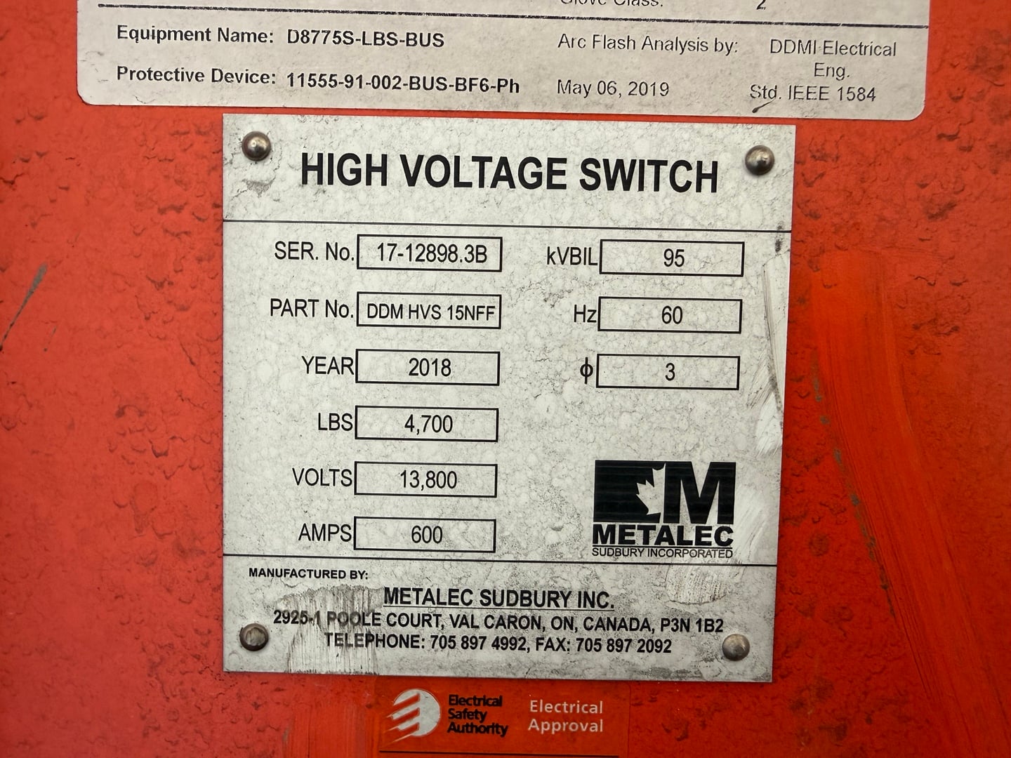 600 Amp. Metalec, Load Break Switch, triple-unit, 13,800 Volts, 3PH, 2018, (2 available) - Image 2
