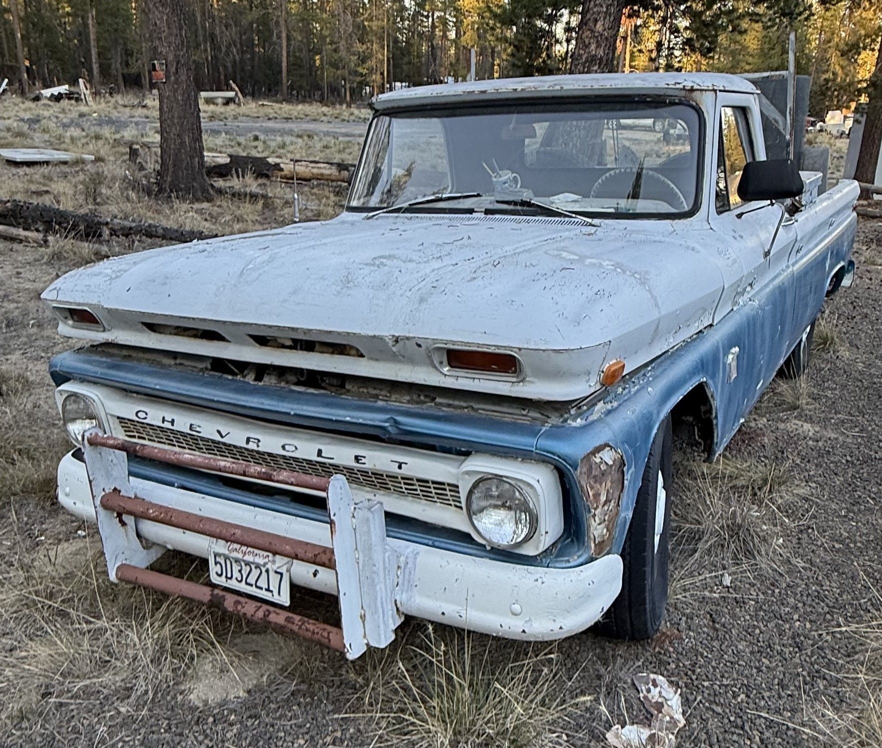 Chevrolet #C10, Fleetside Long Bed Pickup Truck, inline 6 engine, column shift, bench seat, front push bar - Image 1