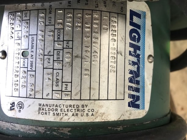 1.17 HP Lightnin #XJA-100, clamp-on mixer, 200-230/460 V., 1725 RPM, Stainless Steel shaft 39" L, 4.5" - Image 2
