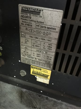 Hypertherm #HD3070, 100 amp hy-definition plasma power source, source only - Image 6