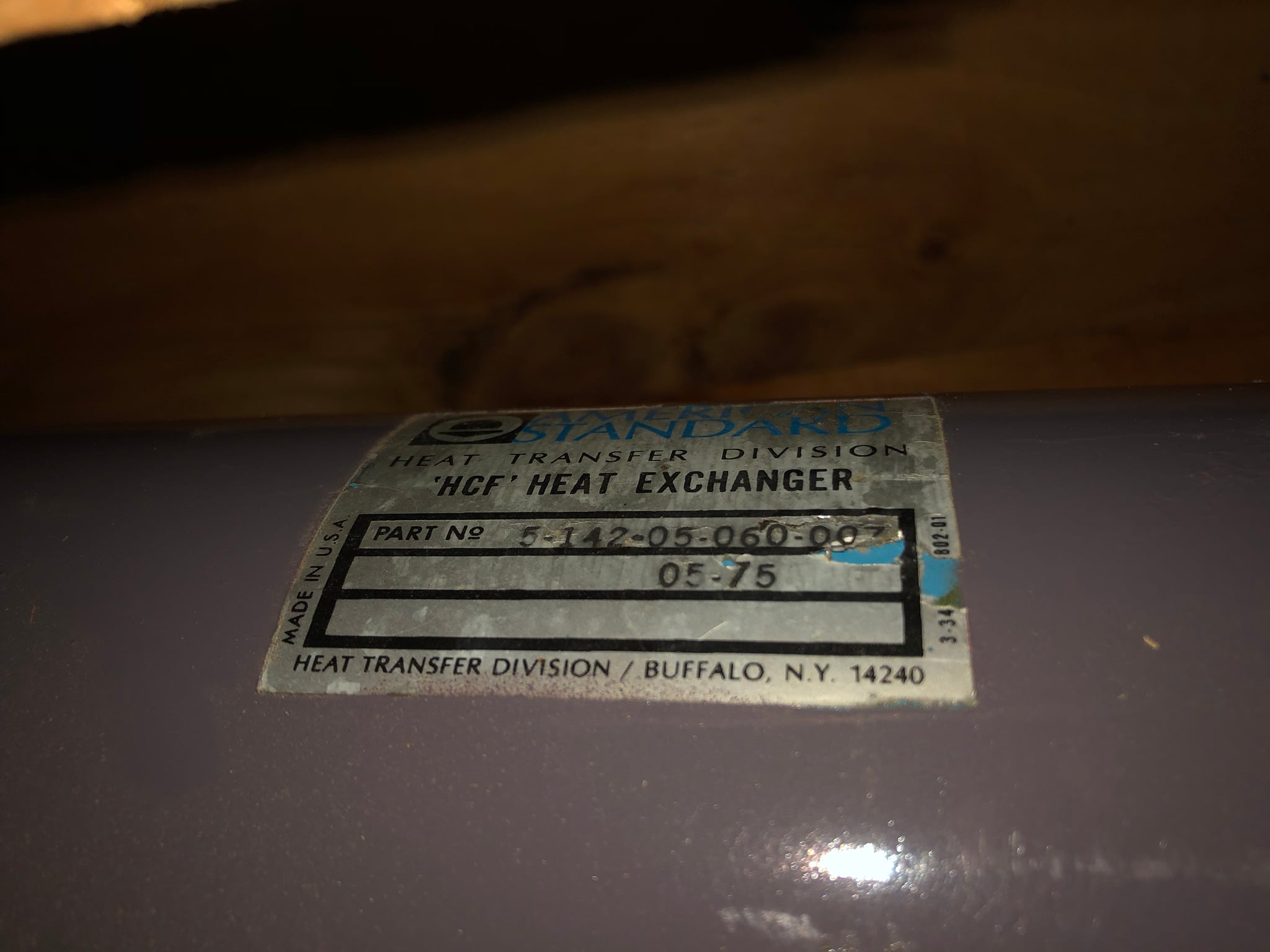 Nash MS-8719, tube & shell type heat exchanger, p/n 1-015-2-05-115-01; approx. 5" diameter, 70" LOA, - Image 4