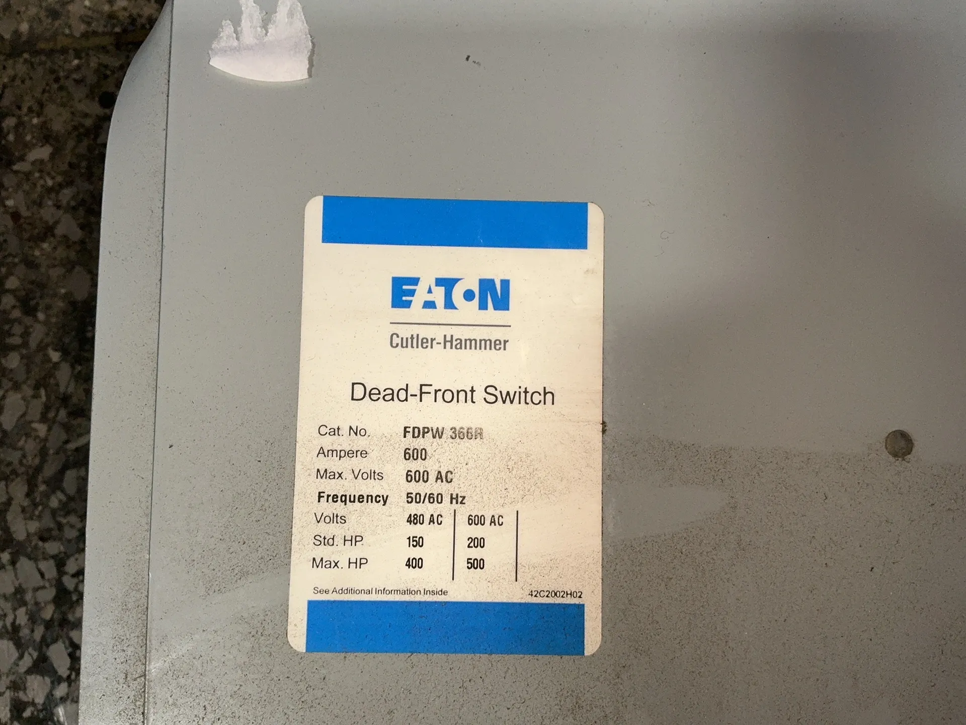 600 Amp. Eaton, FDPW-366R, fusible panelboard switch, 600 Volts - Image 3
