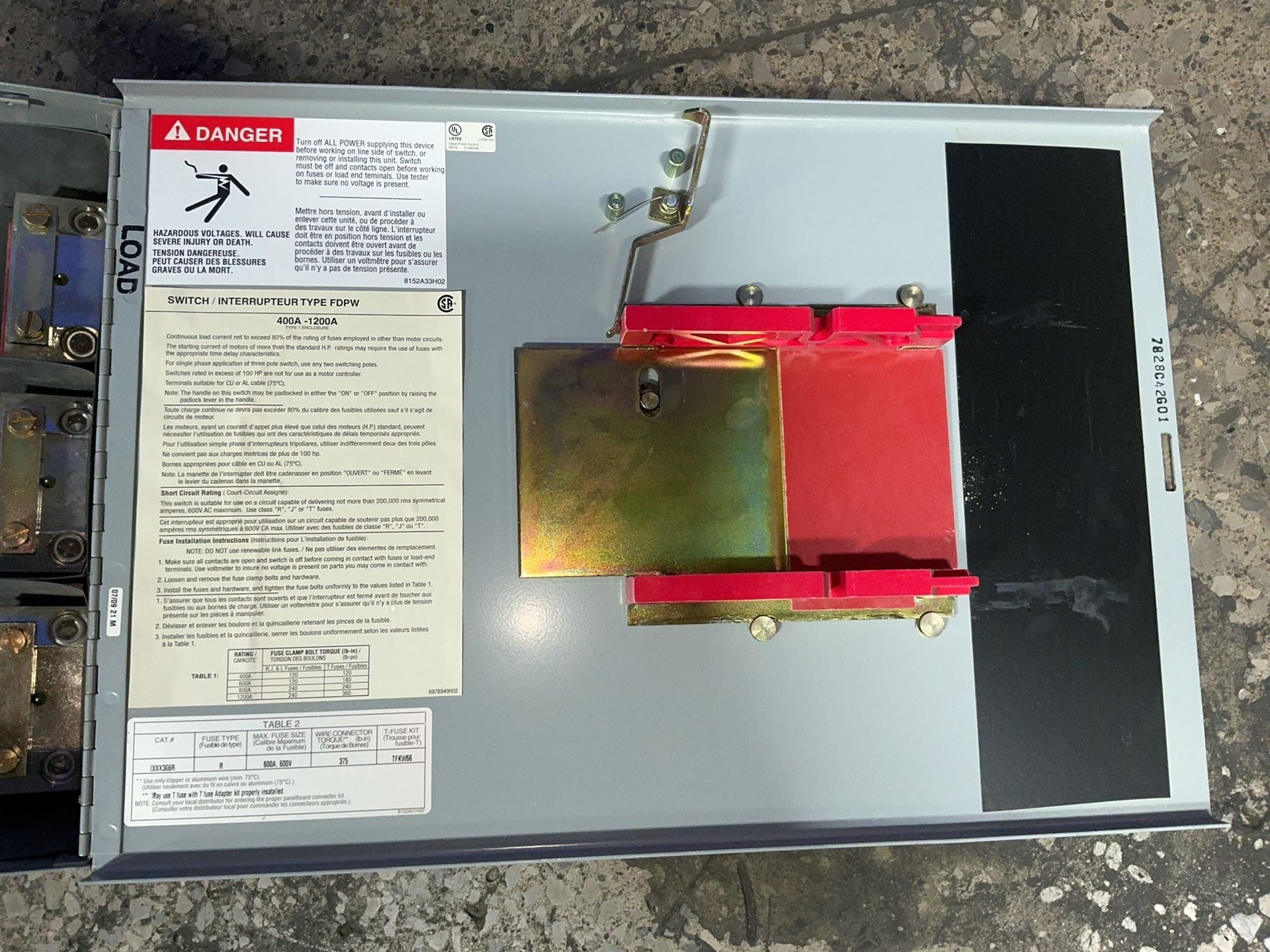 600 Amp. Eaton, FDPW-366R, fusible panelboard switch, 600 Volts - Image 4