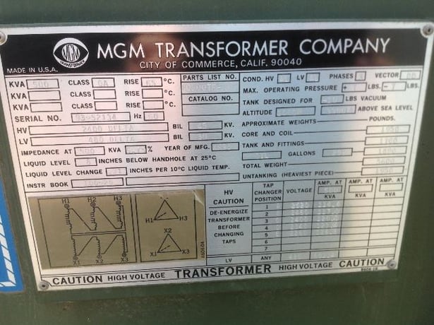 500 KVA 2400 Delta Primary, 480 Delta Secondary, MGM, pad mount, dead front, radial feed - Image 2