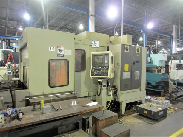 Mitsui-Seiki #HS-5A, 24.8" x 24.8"pallets,.001 deg,Fanuc 15M, 180 automatic tool changer,thru spindle - Image 1