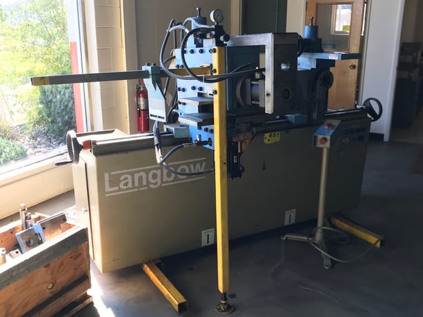 Langbow #TM38, adjustable twin head vertical bender, 72" CC, 1-1/2" tube, wheel well bender tooling, 1999 - Image 1