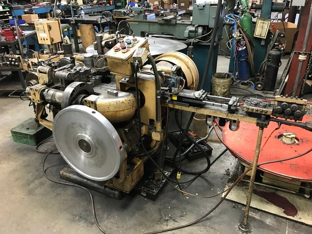 Nilson #S-2, 4-slide machine, 10" maximum feed length, 1/8" wire diameter, wire feed, from service, 1977, Tag - Image 1