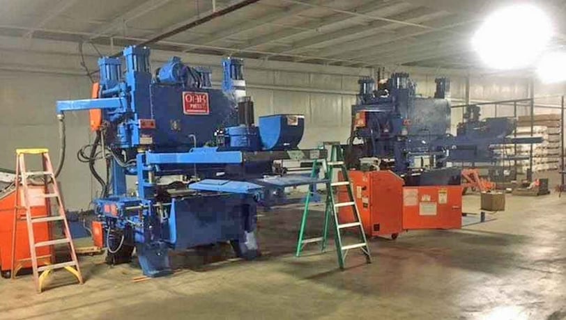 100 Ton, Oak #FP3-54-1422, fin press line, 1.5" stroke, 9"-12" Shut Height, 51" x48" die area, 1994 - Image 2