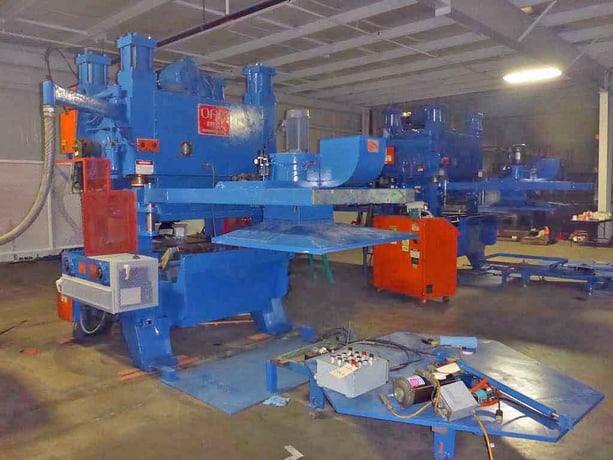 100 Ton, Oak #FP3-54-1422, fin press line, 1.5" stroke, 9"-12" Shut Height, 51" x48" die area, 1994 - Image 7