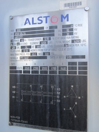 3000 KVA 12000 Delta Primary, 480Y/277 Secondary, Alstom - Image 1