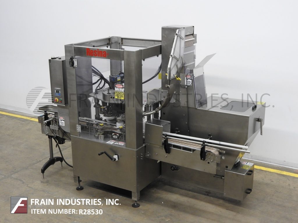 Resina #N51HES-12, single head, Stainless Steel, right to left, chuck capper with capacity elevator, rated - Image 1