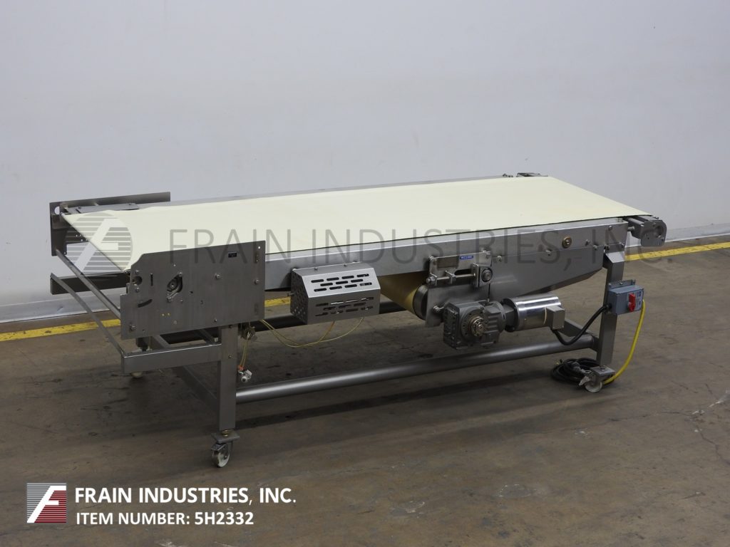 36" wide x 9.1' long, Stainless Steel belt conveyor, neoprene belt with pneumatic tensioning, 1 HP drive - Image 1