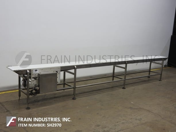 20" wide x 23.6' long, Stainless Steel conveyor belt, neoprene belt with bottom 1/2 HP drive - Image 1
