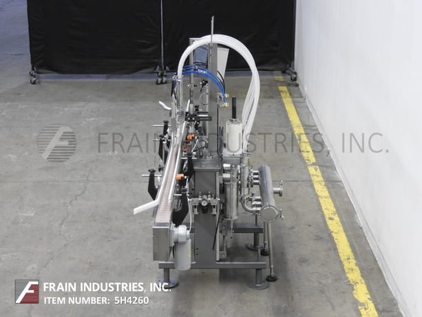 Filamatic #V-LA, 4 head inline piston filler, 12-60 bottles per minute, with 3-1/4" wide x 96" long Delrin - Image 2