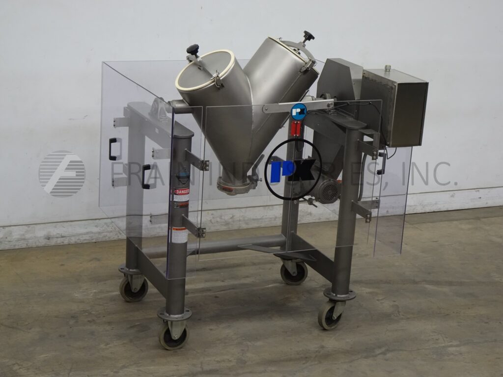 3 cu.ft. Patterson Cross Flow, 316S/S twin shell mixer, 1 HP drive, (2) 15" ID ports w/quick release pin - Image 1