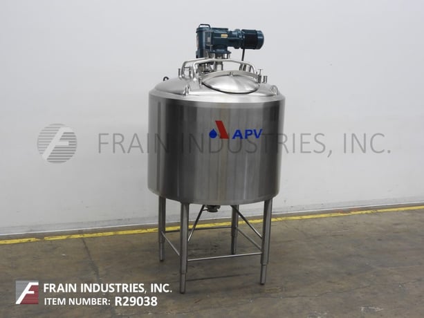 350 gallon APV Crepaco #CCA, 304 Stainless Steel jacketed & insulated process tank, 48" diameter with a 40" - Image 5