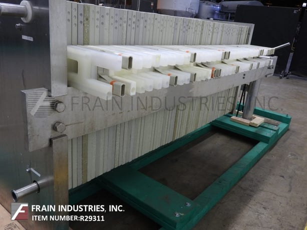24" x 24" Perrin, horizontal, Stainless Steel, side bar plate & frame filter press, 31/32 plates, hand crank - Image 2
