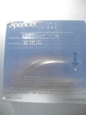10000 cfm, Spencer #GS36305D, blower gas booster, 2565 RPM, 316SS, gas booster, 2005 - Image 9
