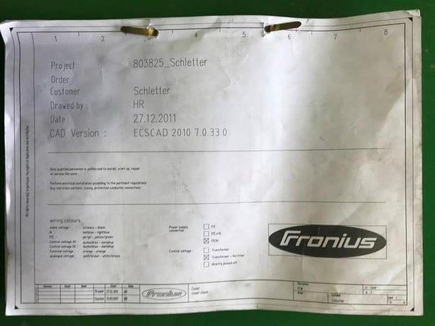 Fronius, FK 4000s, welding cell, trunion style, 21" x 60" centers x 150 KG, 2011 - Image 9
