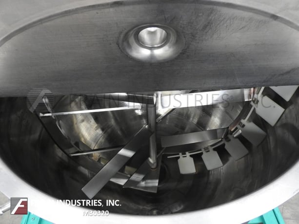 Lee #100-D9MS, 316 Stainless Steel jacketed kettle, 90 psi, 36" ID x 30" deep, flip up covers, dish bottom - Image 2