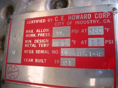 7500 gallon Combustion Engineering Howard Stainless Steel tank, 9'10" diameter x 13' 6" straight side. dome - Image 6