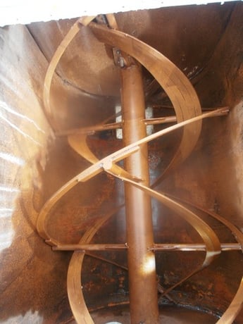 75 cu.ft. Scott, Carbon Steel double ribbon mixer, surge hopper, dust collector, 48" w x 6' l mixing trough - Image 6