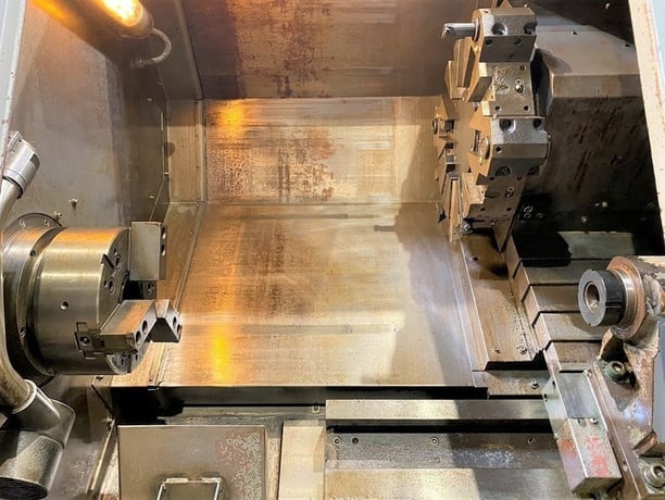 Leadwell #T-8, 26.3" swing, 10" chuck, 3-jaw, 3" bar, Fanuc 0iT, 2-Axis slant bed, 2008, #15829J - Image 1