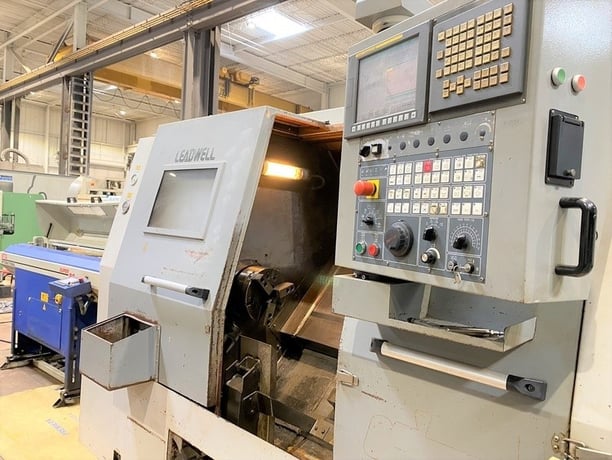 Leadwell #T-8, 26.3" swing, 10" chuck, 3-jaw, 3" bar, Fanuc 0iT, 2-Axis slant bed, 2008, #15829J - Image 2