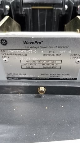 1600 Amps, General Electric, WPF-16, electrically operated, manually operated, drawout, fused, K116LSIGM trip - Image 3