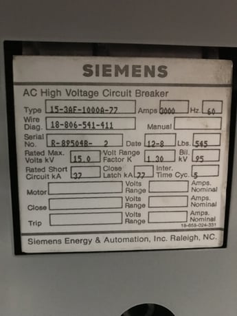 3000 Amps, Siemens, 15-3AF-1000A-77 - Image 3
