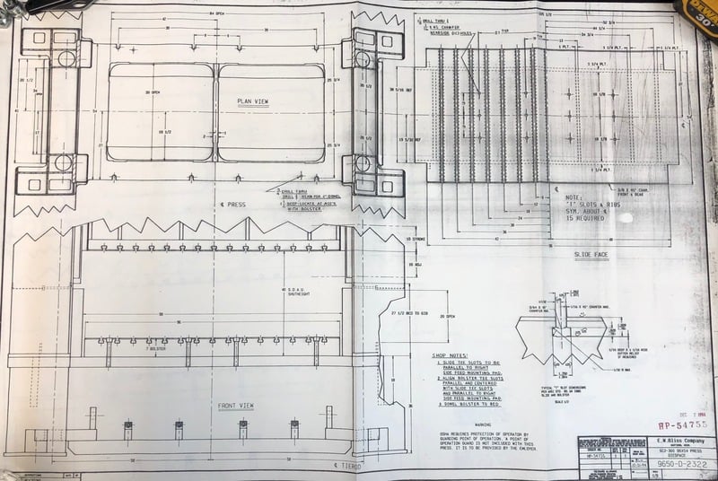 300 Ton, Bliss #SC2-300-96-54, straight side double crank, 10" stroke, 40" Shut Height, 12" adj, 96" x54"bed - Image 6