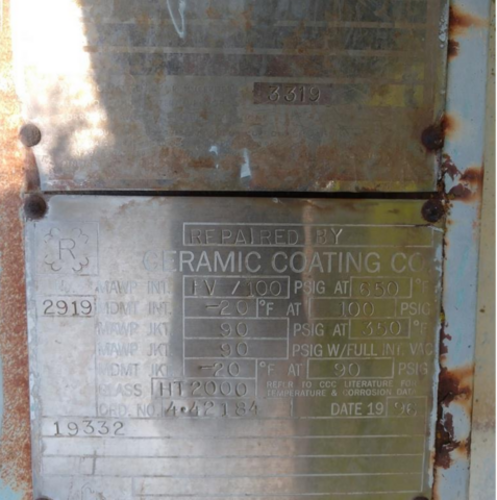 1000 gallon Pfaudler, reactor, G/L, 100 psi, jacketed, 66" dia. x 60" straight side, welded dished top and - Image 4